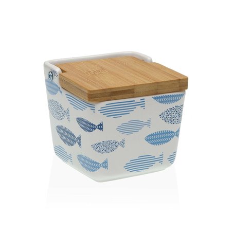 Salière avec couvercle Versa Aqua Poissons Céramique 8,8 x 8,5 x 8,8 c