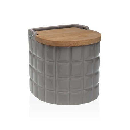 Salière avec couvercle Versa Carreaux Gris Céramique Bambou Dolomite 1