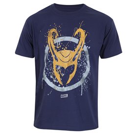 T shirt à manches courtes Marvel Splatter Logo Bleu Unisexe