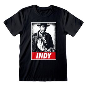 T shirt à manches courtes Indiana Jones Indy Noir Unisexe