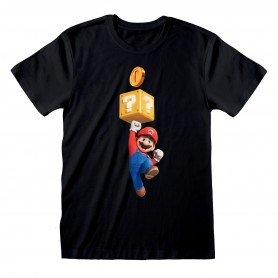 T shirt à manches courtes Super Mario Mario Coin Noir Unisexe