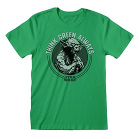 T shirt à manches courtes Star Wars Yoda Think Green Vert Unisexe