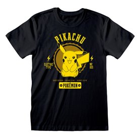 T shirt à manches courtes Pokémon Collegiate Picachu Noir Unisexe