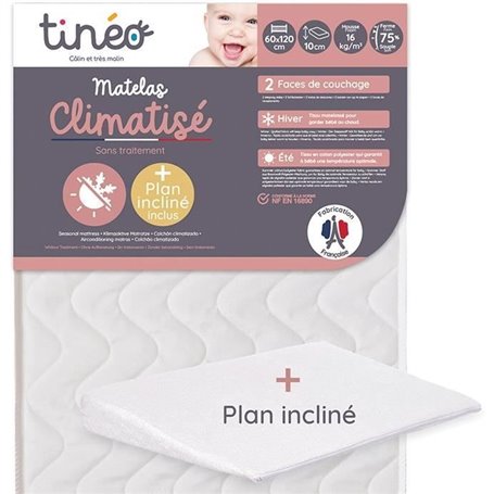 TINEO Matelas climatisé 60x120 cm + plan incliné 15° (lot)