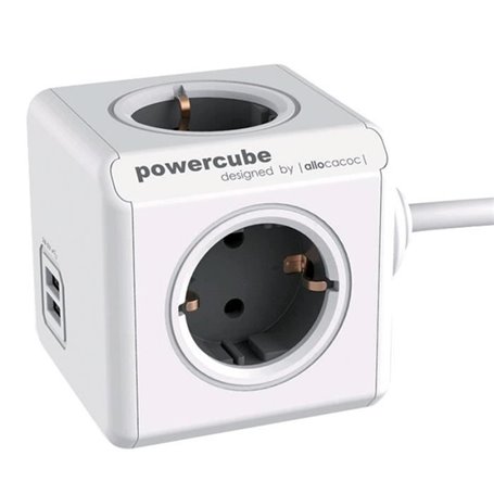 Bloc multiprise PowerCube 4 prises + 2 USB + câble 1,5 m