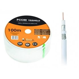 Libox Kabel koncentryczny 100m câble coaxial RG-6/U Blanc - PCC80