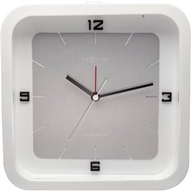 NeXtime - Horloge de table - 20 x 20 x 6 cm - Bois - Blanc - 'Square A