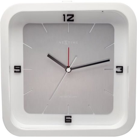 NeXtime - Horloge de table - 20 x 20 x 6 cm - Bois - Blanc - 'Square A