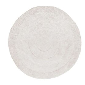 Tapis rond texturé - en laine blanche naturelle - XXL - Ø 250 cm