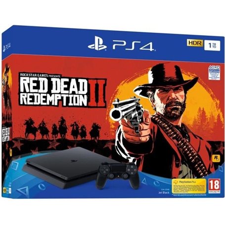 Console PS4 Slim 1To Noire/Jet Black + Red Dead Redemption 2 - PlaySta