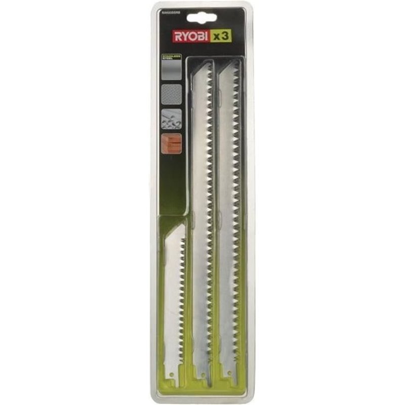 Lames de scie sabre Ryobi - 3 lames en acier inox grande longueur 300