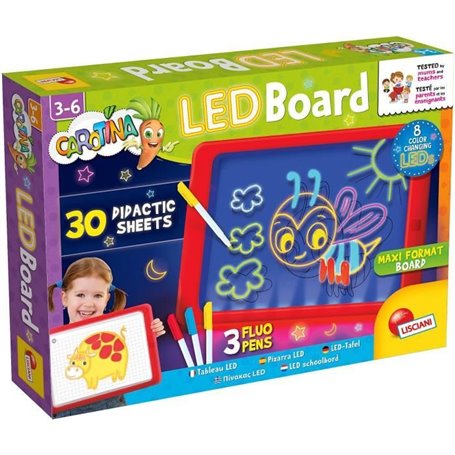 Tableau lumineux pour dessiner et compter - LISCIANI - Feutres FLUO in