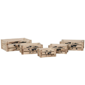 Set de boîtes décoratives Home ESPRIT Marron Noir Bois de paulownia Ma