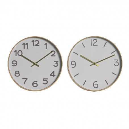 Horloge Murale Home ESPRIT Blanc Doré PVC 30 x 4 x 30 cm (2 Unités)