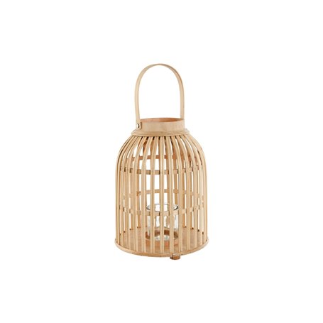 Bougeoir Home ESPRIT Naturel Marron Clair Bambou Verre 22,5 x 22,5 x 3
