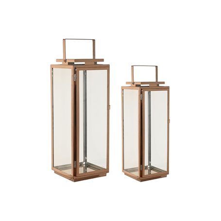 Lanterne Home ESPRIT Doré Métal Verre Moderne 20 x 20 x 55 cm (2 Pièce