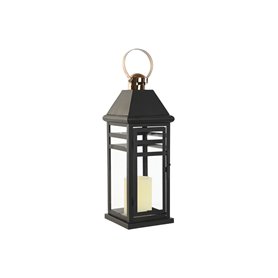 Lanterne Home ESPRIT Noir Doré Métal Verre 19 x 19 x 50 cm (2 Pièces)