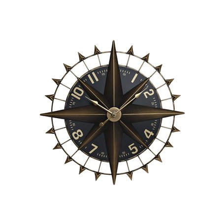 Horloge Murale Home ESPRIT Noir Doré Fer Boussole Vintage 80 x 7,5 x 8