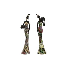 Figurine Décorative Home ESPRIT Multicouleur Africaine 10 x 7,5 x 38,5