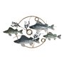 Décoration murale Home ESPRIT Bleu Doré méditerranéen Poissons 91 x 4,