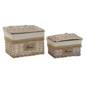 Set de basket Home ESPRIT Marron Naturel 36 x 27 x 25 cm (2 Pièces)