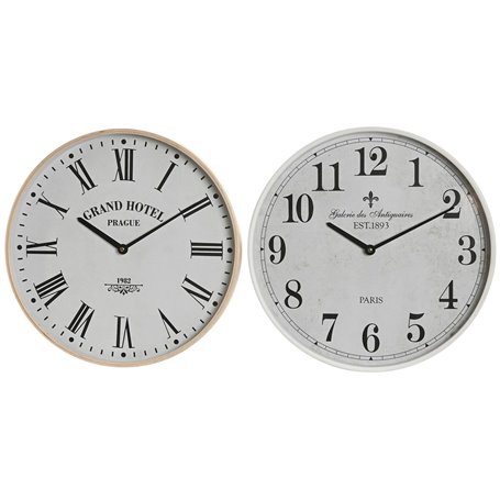 Horloge Murale Home ESPRIT Blanc Verre Bois MDF 40 x 4,5 x 40 cm (2 Un