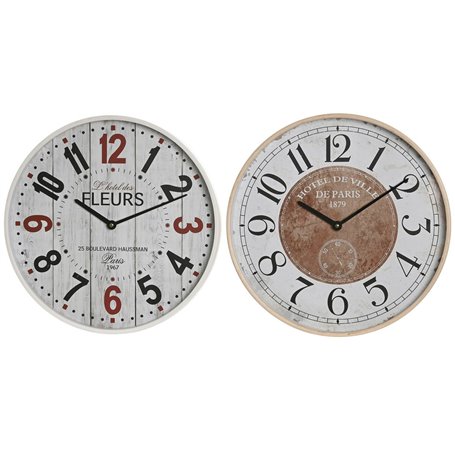 Horloge Murale Home ESPRIT Blanc Verre Bois MDF 40 x 4,5 x 40 cm (2 Un