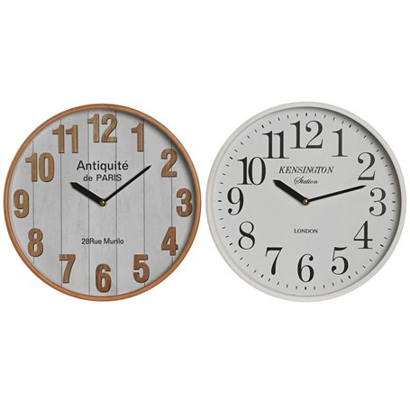 Horloge Murale Home ESPRIT Blanc Verre Bois MDF 32 x 4,5 x 32 cm (2 Un