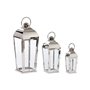 Lanterne Home ESPRIT Argenté Verre Acier Chrome 23 x 23 x 60 cm (3 Piè