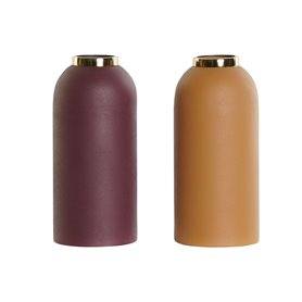 Vase DKD Home Decor Orange Doré Fer 13 x 13 x 28 cm (2 Unités)