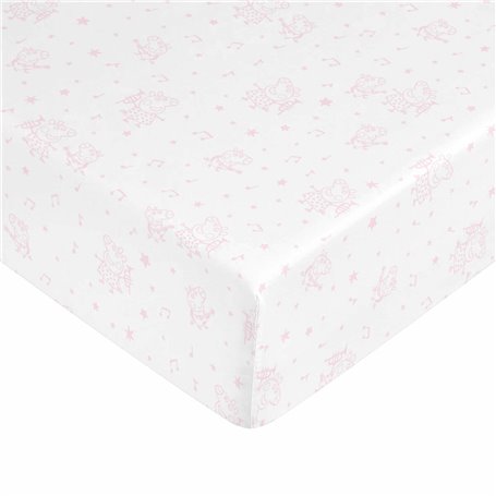 Drap housse Peppa Pig Blanc Rose 90 x 200 cm