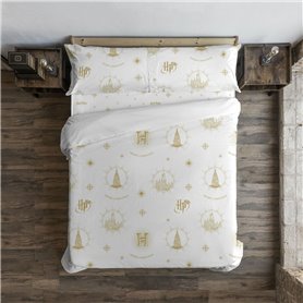 Housse de Couette Harry Potter Hogwarts Gold Christmas 220 x 220 cm Li