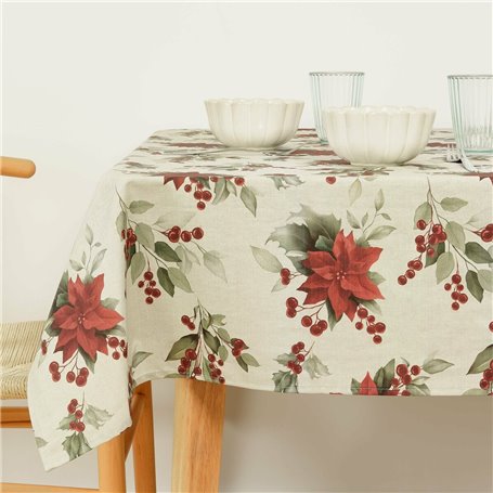 Nappe enduite antitache Muaré Christmas 140 x 140 cm