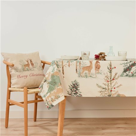 Nappe enduite antitache Muaré Christmas Deer 100 x 140 cm