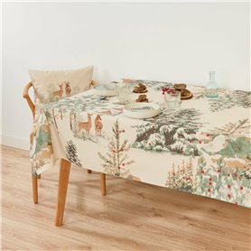 Nappe enduite antitache Muaré Christmas Deer 250 x 140 cm