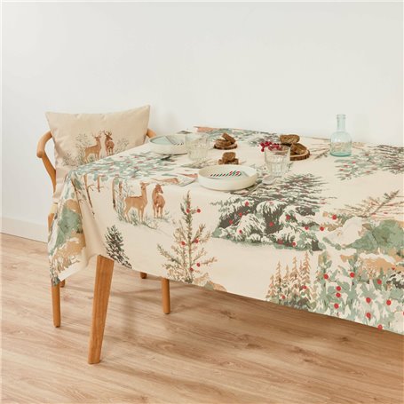 Nappe enduite antitache Muaré Christmas Deer 250 x 140 cm