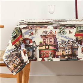 Nappe enduite antitache Muaré Christmas City 200 x 140 cm