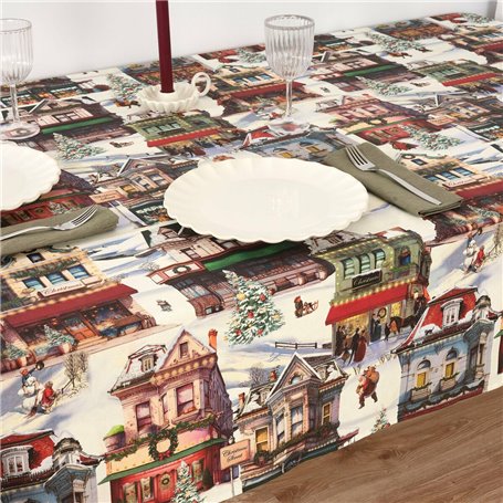 Nappe enduite antitache Muaré Christmas City 300 x 140 cm