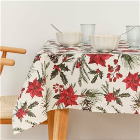 Nappe enduite antitache Mauré Christmas Flowers 250 x 140 cm