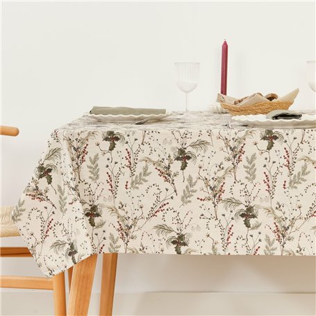 Nappe enduite antitache Muaré Christmas Mistletoe 140 x 140 cm