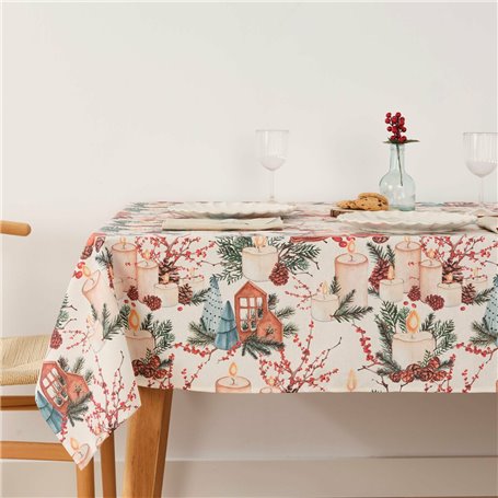 Nappe enduite antitache Mauré Christmas 140 x 140 cm