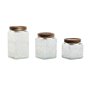 Set de 3 Boites Home ESPRIT Naturel Verre Acacia 500 ml 750 ml 1 L 9,5