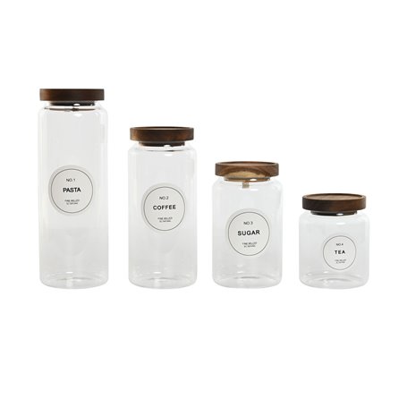 Set de 4 Boites Home ESPRIT Naturel Acacia Verre Borosilicaté 1 L 1,3 