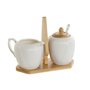 Laitière et sucrier DKD Home Decor Blanc Naturel Bambou Porcelaine 19,