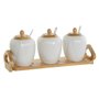 Sucrier DKD Home Decor Blanc Naturel Bambou Porcelaine 31 x 9 x 7 cm 4