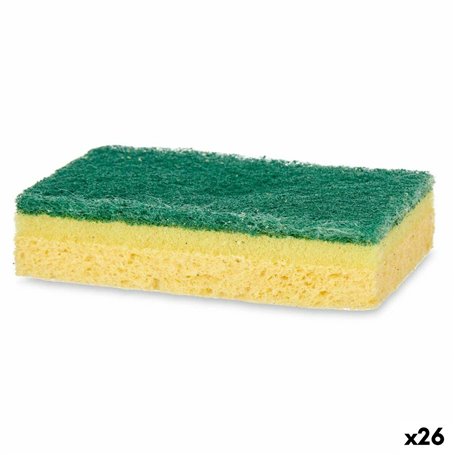 Lot de tampons à récurer Jaune Vert Cellulose Fibre abrasive 10,5 X 6,