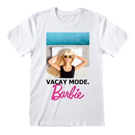 T shirt à manches courtes Barbie Vacay Mode Blanc Unisexe