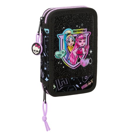 Plumier double Monster High Noir 12.5 x 19.5 x 4 cm 28 Pièces