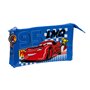 Trousse Fourre-Tout Triple Cars Race ready Bleu 22 x 12 x 3 cm