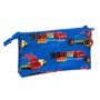 Trousse Fourre-Tout Triple Cars Race ready Bleu 22 x 12 x 3 cm